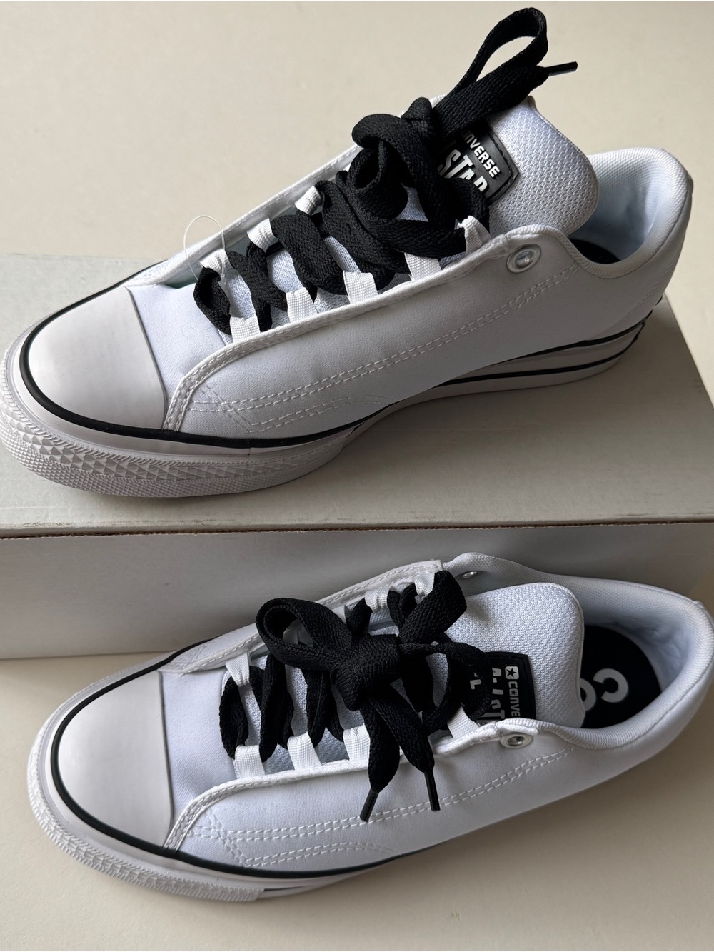 Converse White Low-Top Sneakers with Black Laces